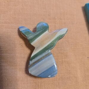 Striped Stone Angel Figurine